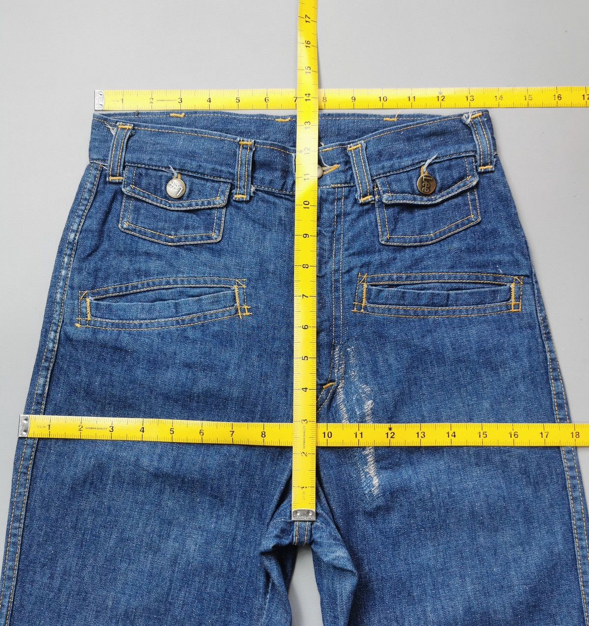Lee 70s Vintage Lee Bell Bottoms Flared Bootcut Jeans Talon Zip Size US 27 - 10 Thumbnail