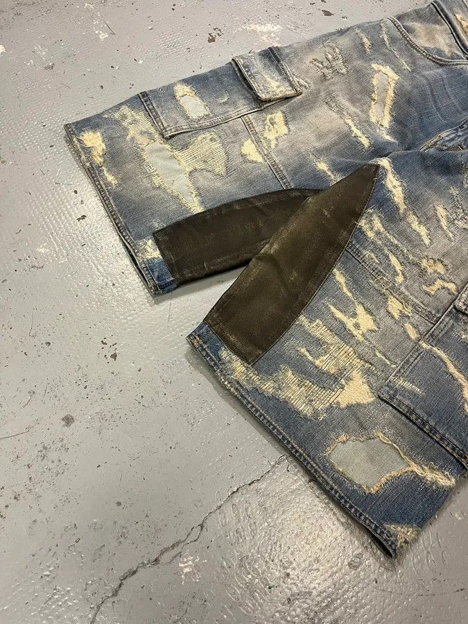 Givenchy Givenchy Boro Distressed Blue Denim Short Size US 33 - 6 Thumbnail