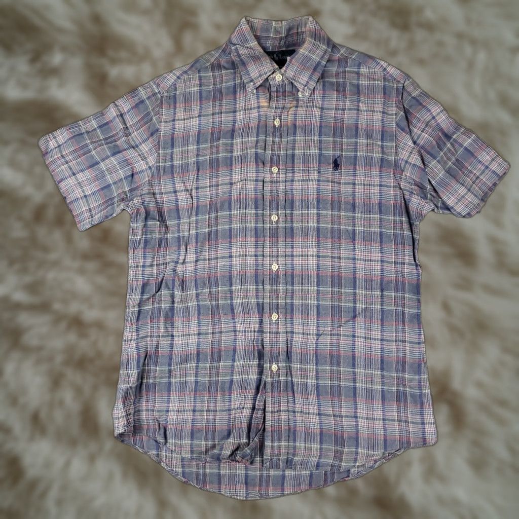 Ralph Lauren Ralph Lauren Men's Medium Blue Plaid Button-Up Shirt Short Sleeve Woven Size US M / EU 48-50 / 2 - 1 Thumbnail