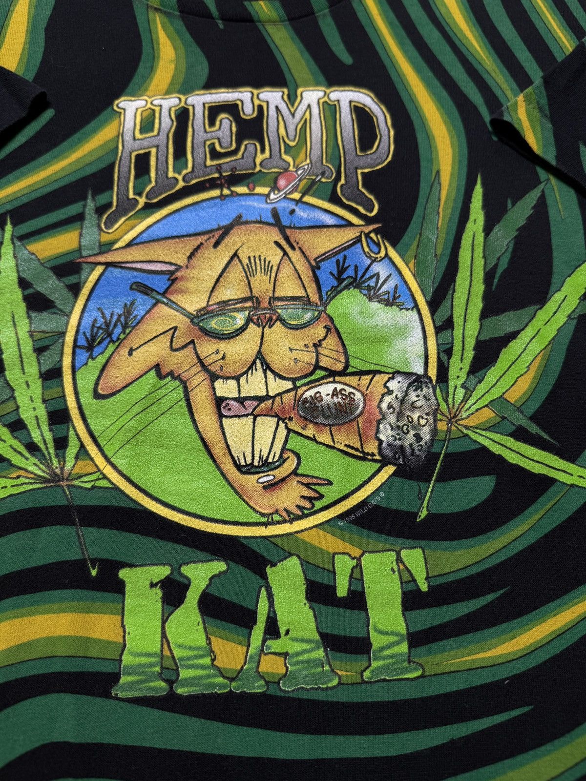 Vintage Vintage 1995 Hemp Kat AOP Tee Shirt Size US XL / EU 56 / 4 - 4 Thumbnail