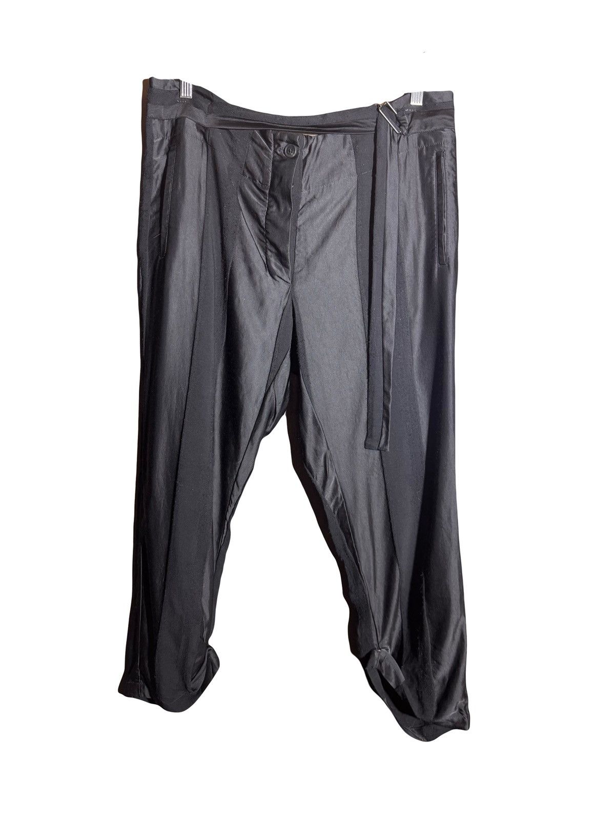 Ann Demeulemeester Ann Demeulemeester cropped black satin viscose pants women Size 28" / US 6 / IT 42 - 1 Thumbnail