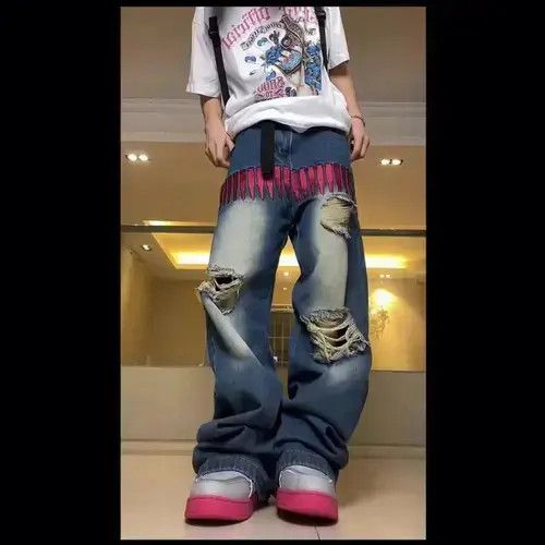 Jean American Hip-hop Retro Loose Wide-Leg Pants Size US 35 - 4 Thumbnail