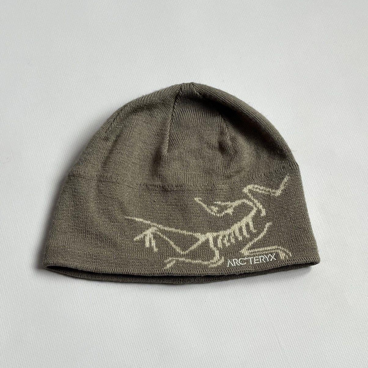 Arc'Teryx Arcteryx Bird Head Toque Hat beige Big Logo Gorpcore Y2K