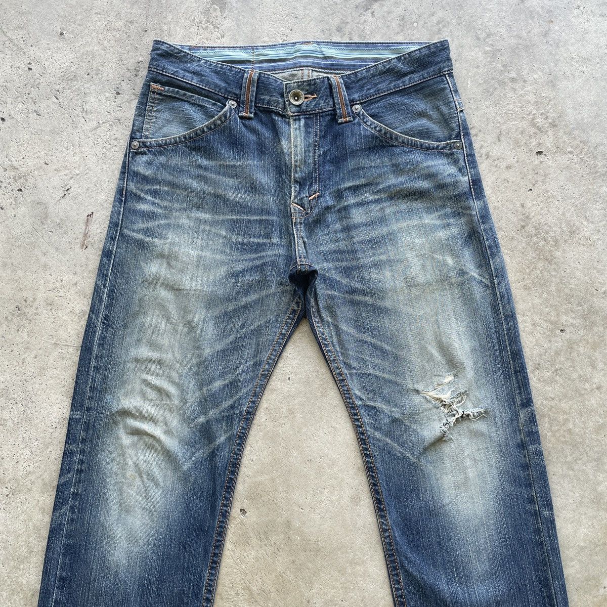 Edwin × Japanese Brand × Jean W33 Vintage Edwin Distressed Denim Faded Jeans Pants Size US 33 - 4 Thumbnail