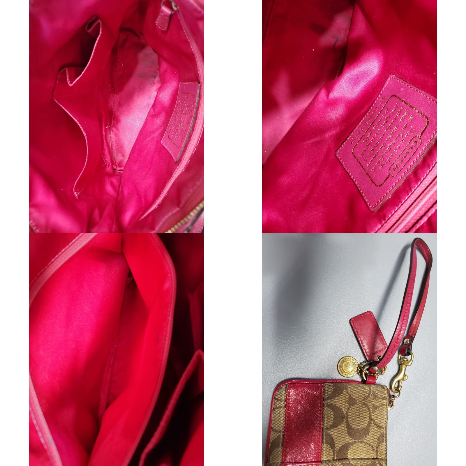 Coach CoacH Signature Tote Bag Womens Monogram Jacquard Casual Shoulder Strap with Wallet Brown Tan Pink Size ONE SIZE - 11 Thumbnail