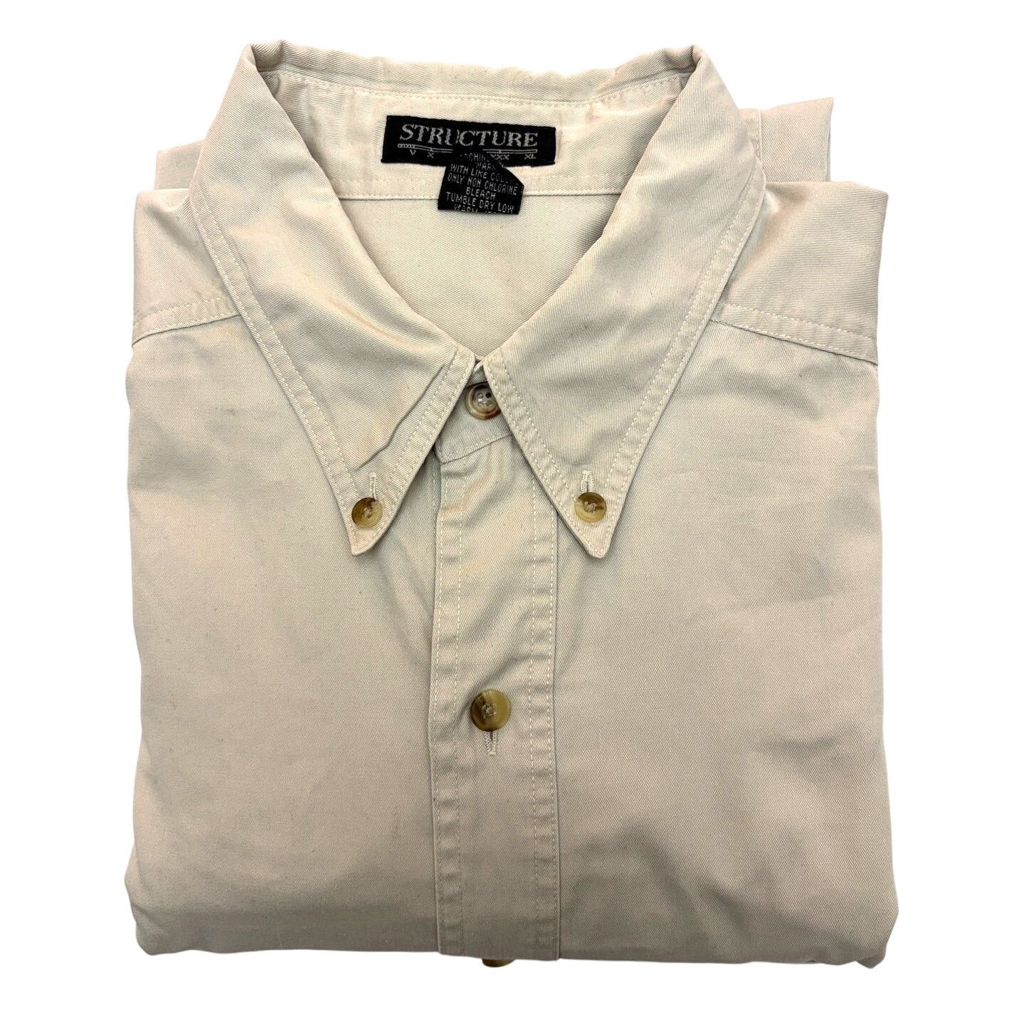 Structure Size L | STRUCTURE Men's Khaki Tan Heavy Weight Cotton Shirt Size US L / EU 52-54 / 3 - 1 Thumbnail