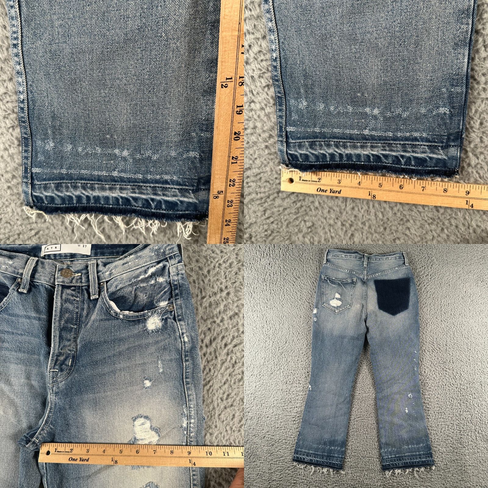 AYR Ayr Jeans High Rise Distressed Straight Womens 27 Blue Medium Wash Boho Vintage Size 27" / US 4 / IT 40 - 8 Thumbnail
