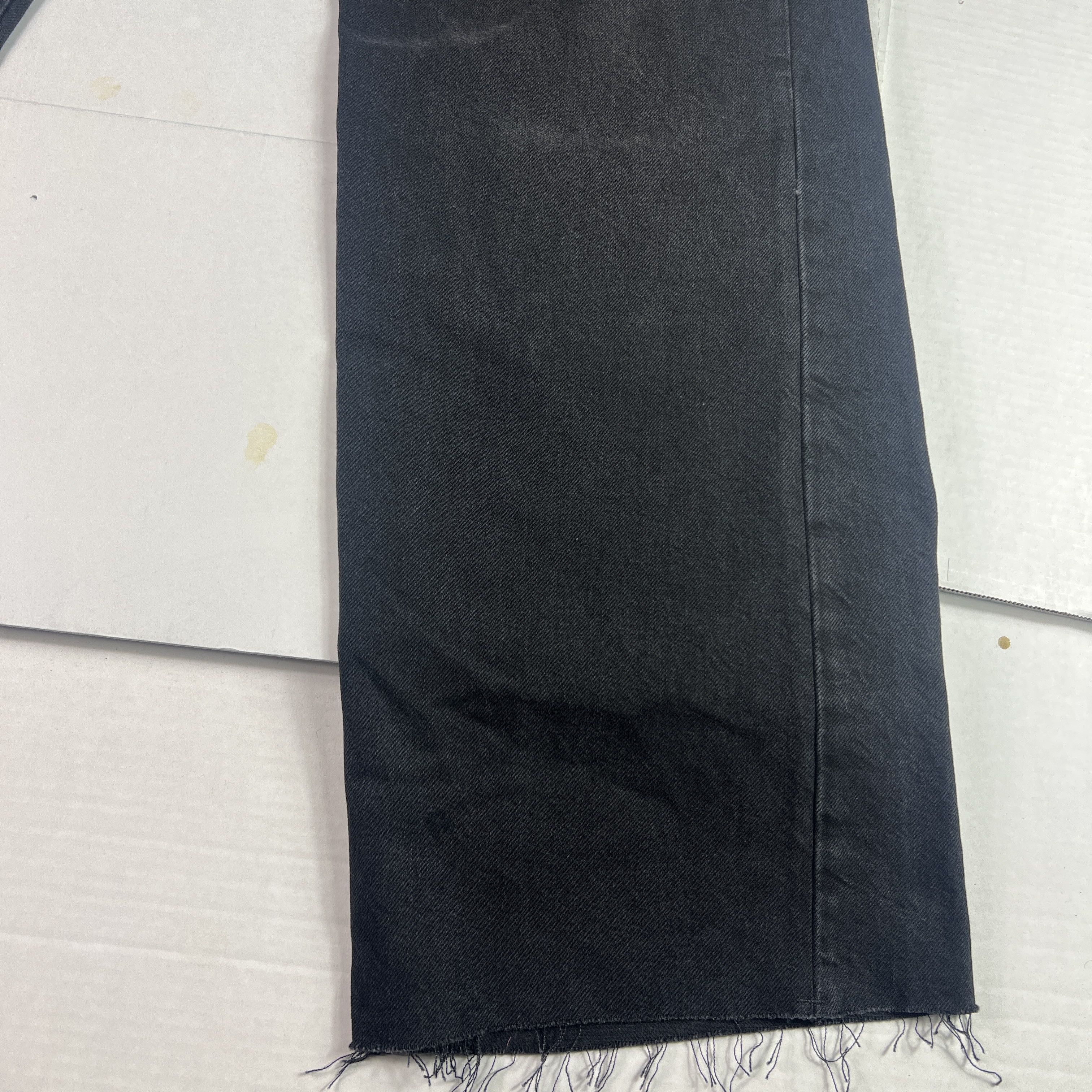 Zara Zara Jeans High Rise Wide Leg Black Raw Bottom Hem Denim Size 33" - 6 Thumbnail