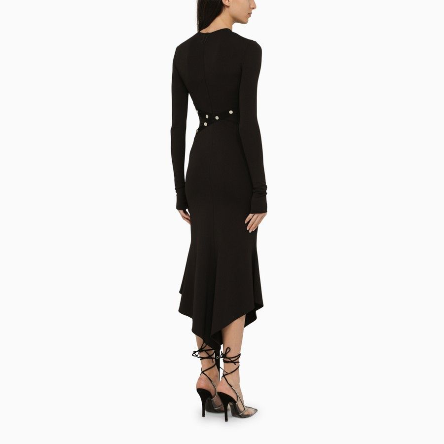 The Attico o1d2blof1024 Midi Dress With Snap Buttons in Black Size XS / US 0-2 / IT 36-38 - 3 Thumbnail