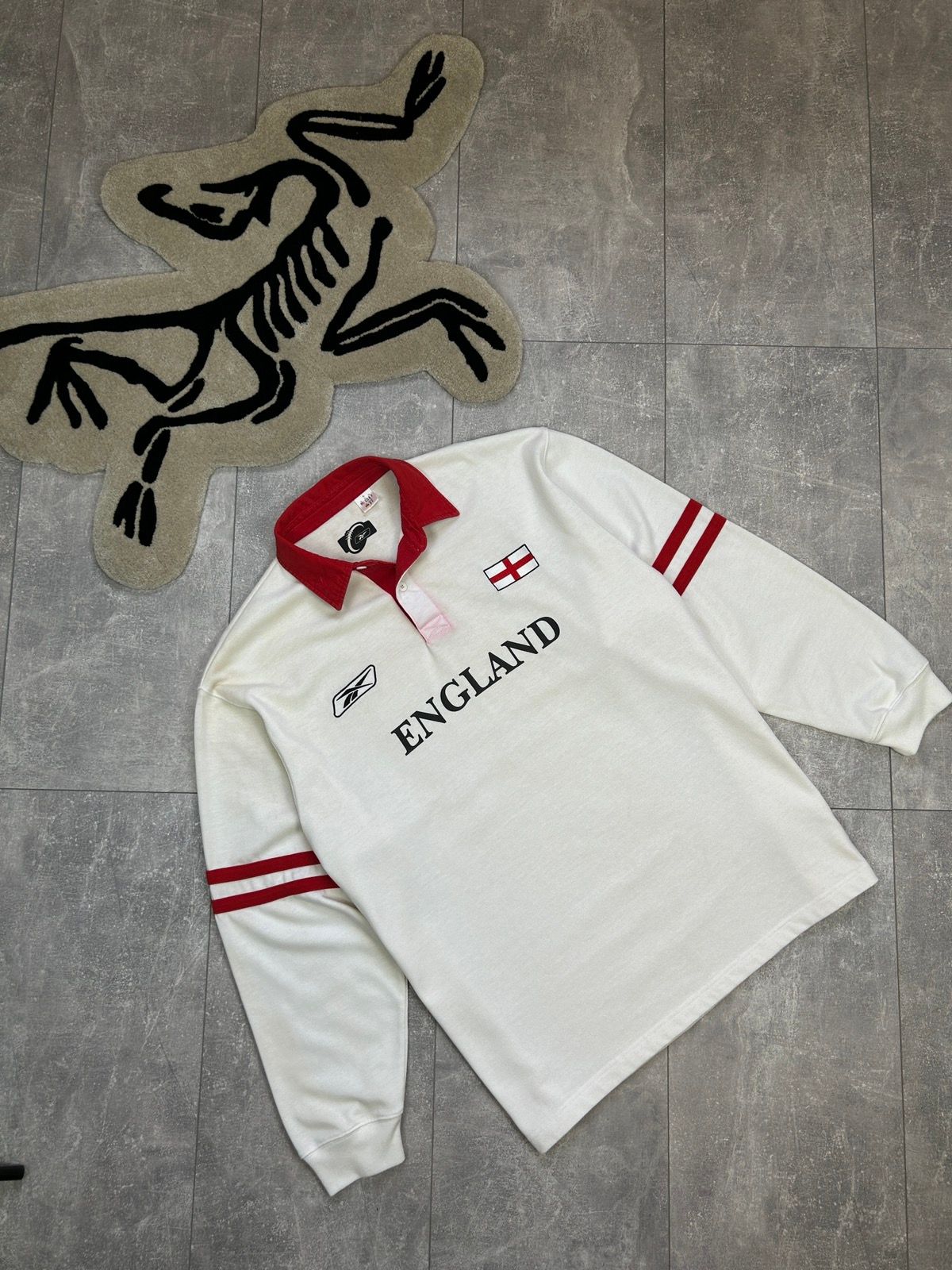 Pre-owned England Rugby League X Reebok Mens Vintage Reebok England Sweatshirt Rugby Y2k Jersey In White