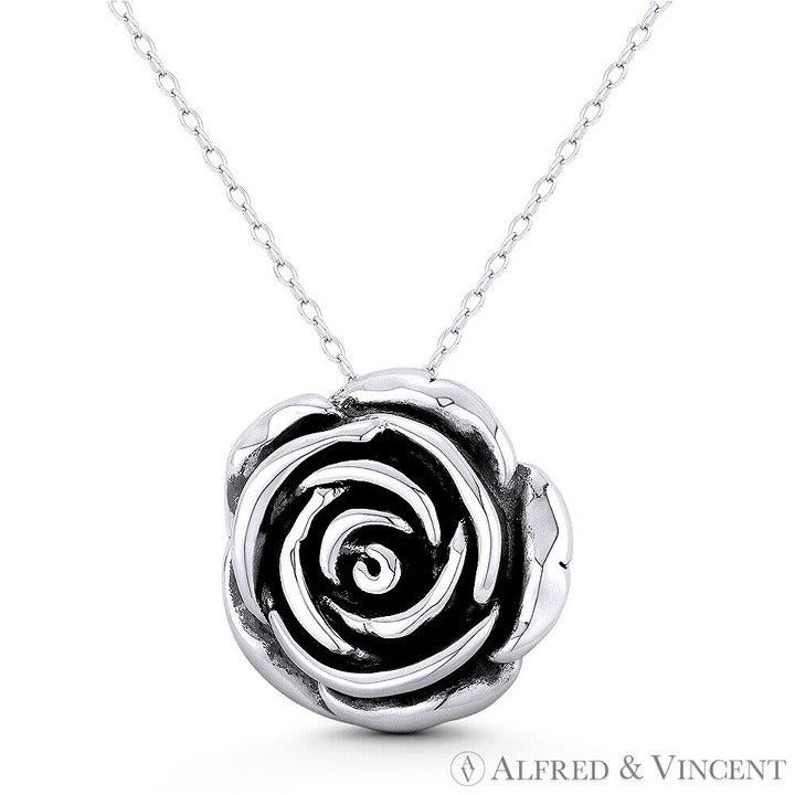 Other Rose Flower Charm Pendant in Oxidized .925 Sterling Silver Size ONE SIZE - 1 Preview