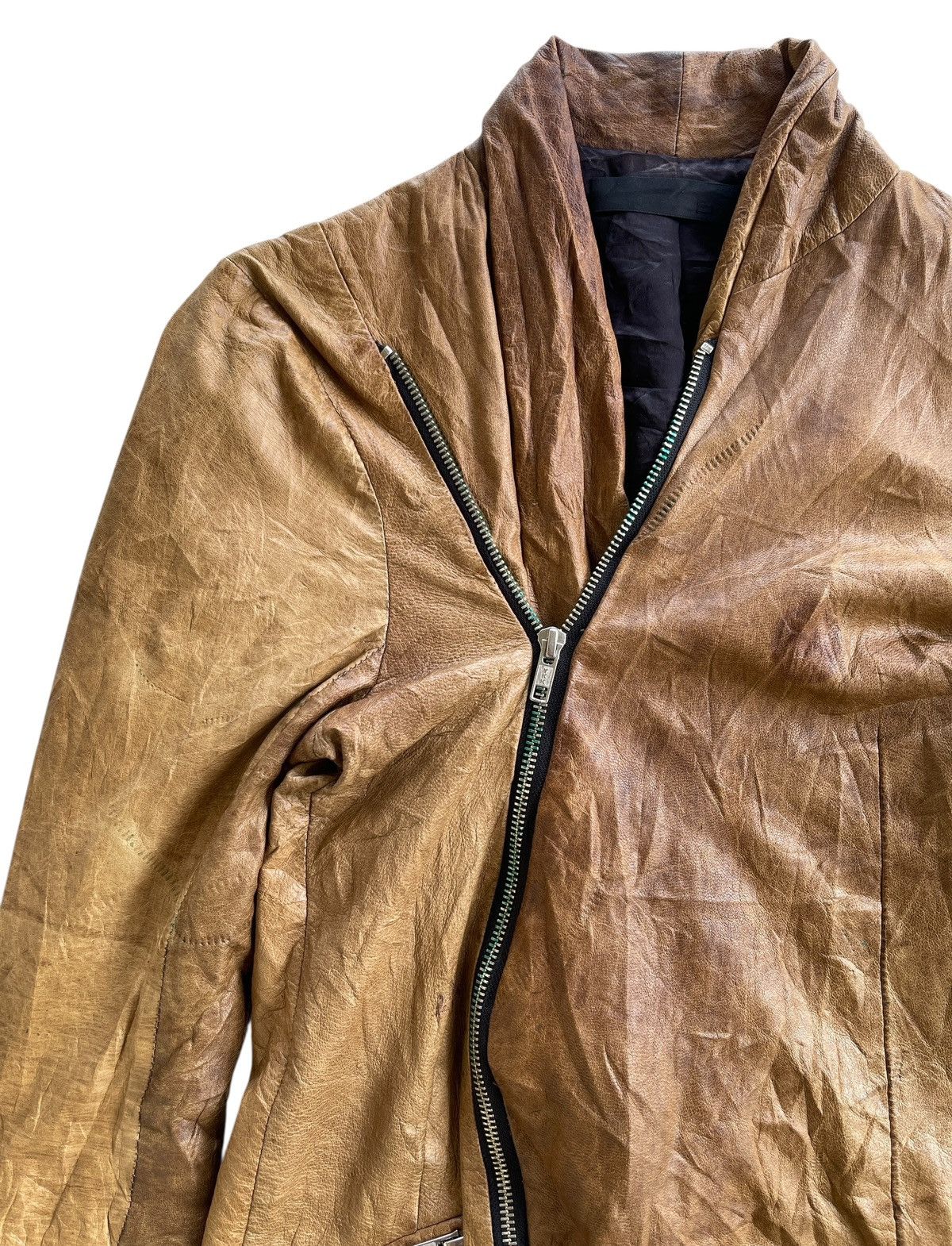 Ekam Ekam Asymmetrical Goatskin Zip Up Jacket Size US S / EU 44-46 / 1 - 4 Thumbnail