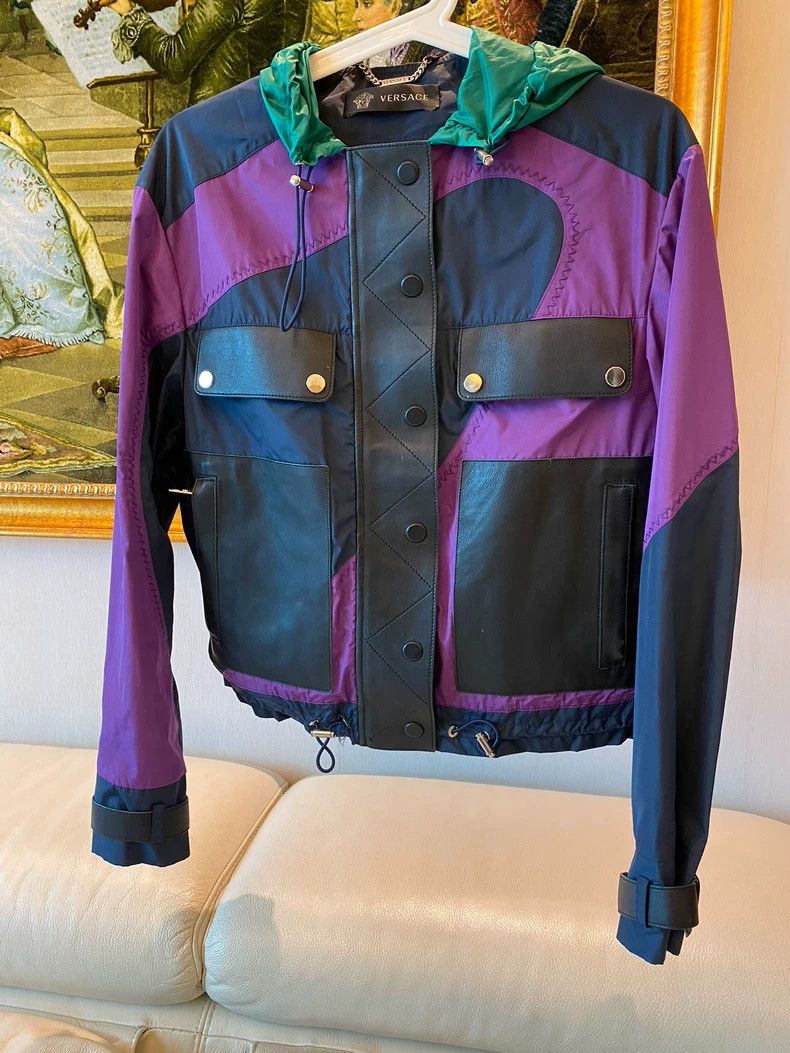 Versace Versace Color-blocking leather jacket Size S / US 4 / IT 40 - 1 Thumbnail