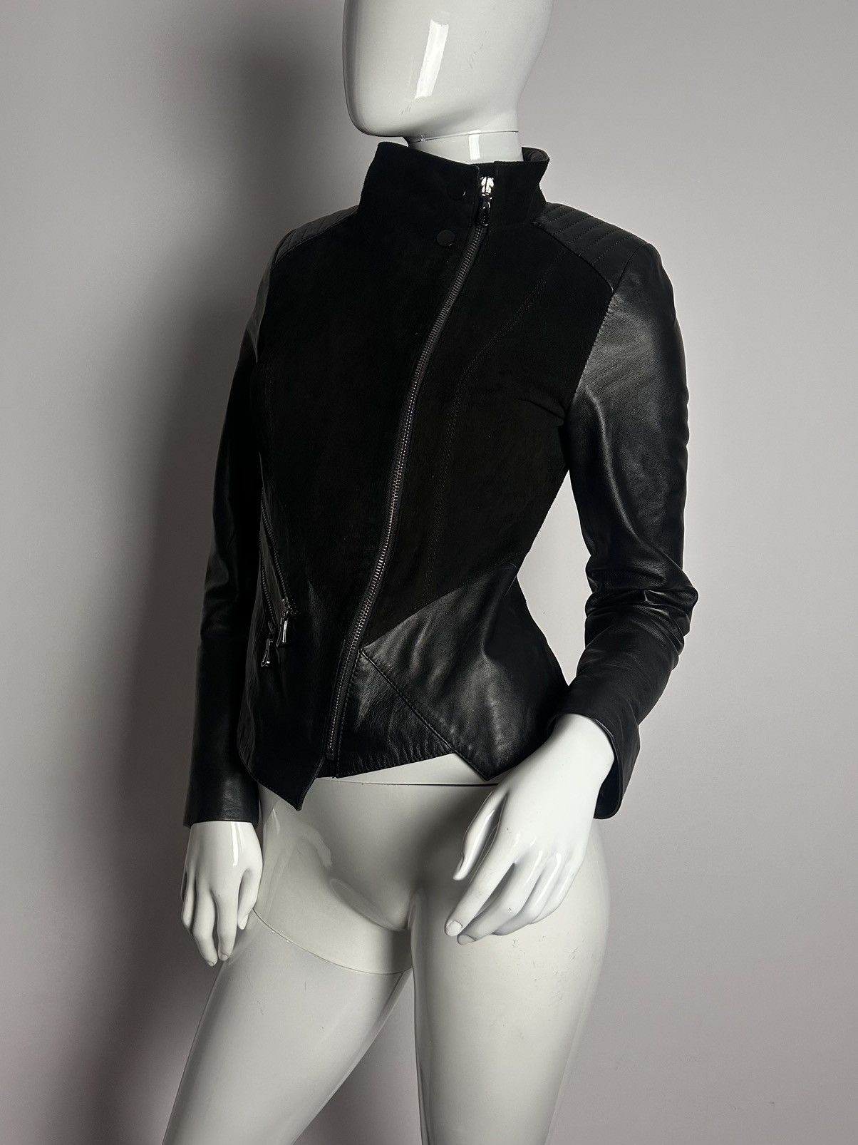 Italian biker asymmetric leather jacket