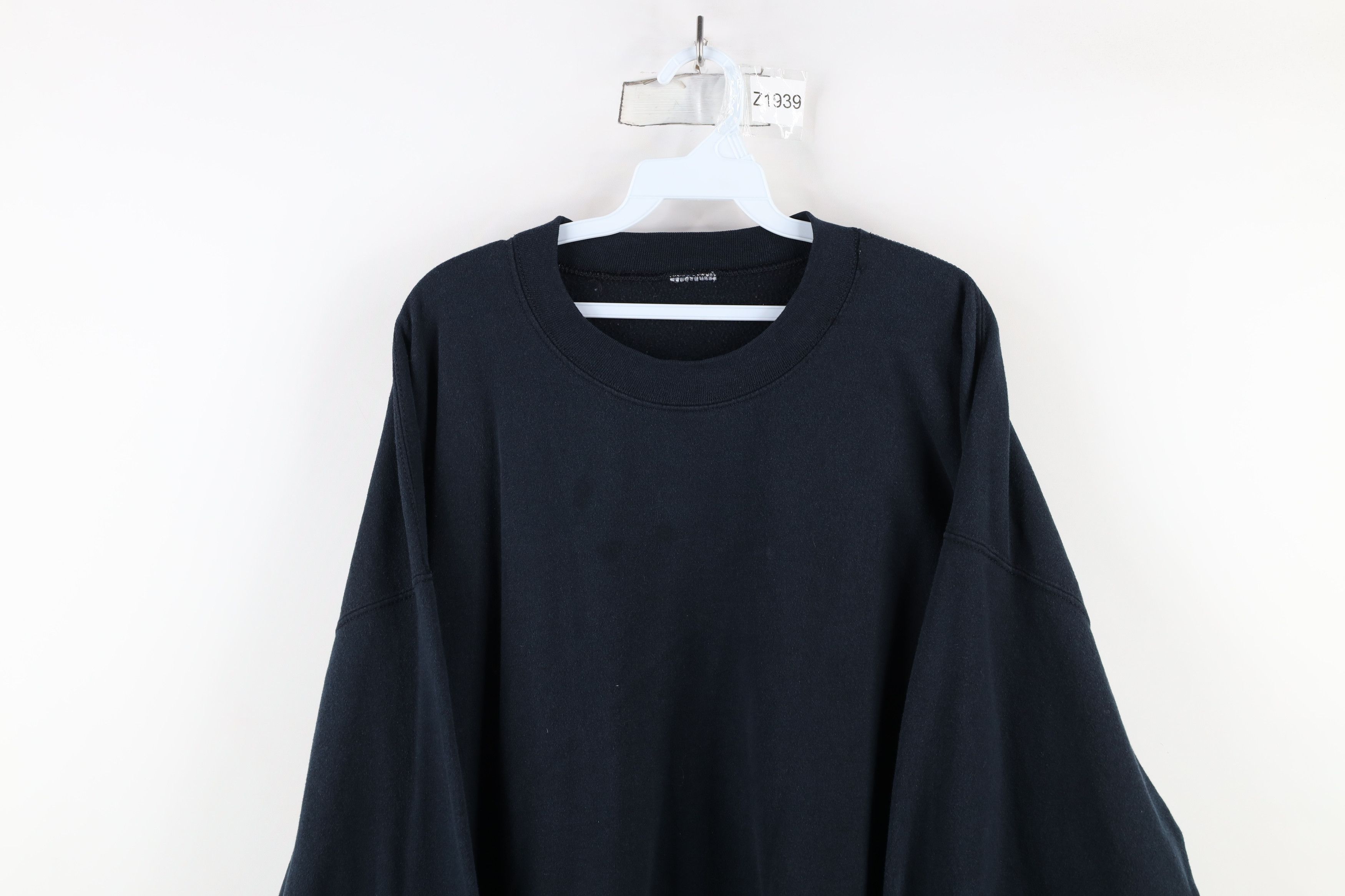 Vintage Vintage 90s Streetwear Blank Crewneck Sweatshirt Black Size US XXL / EU 58 / 5 - 2 Thumbnail