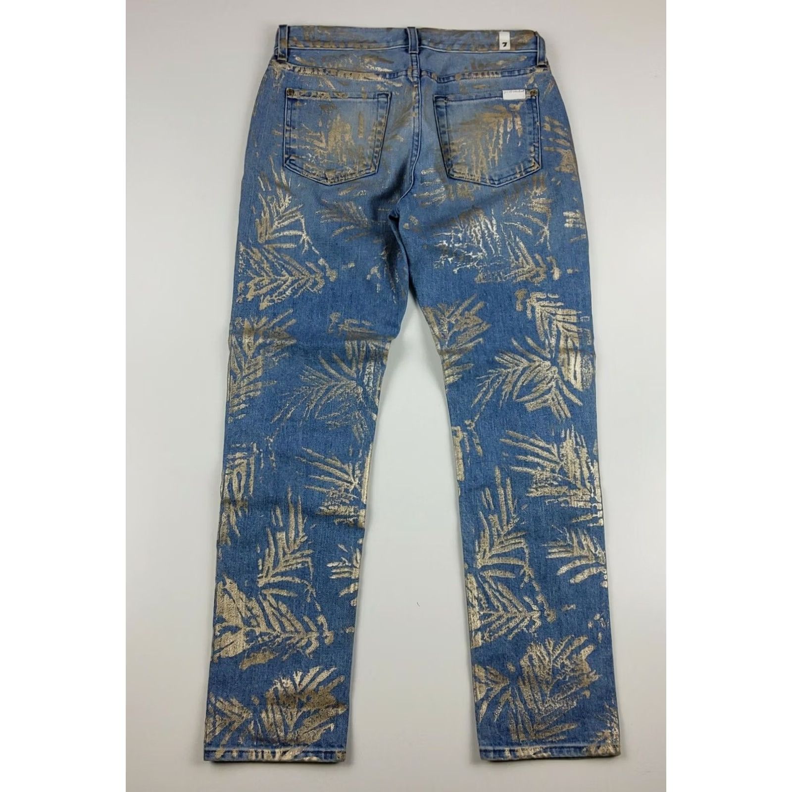 7 For All Mankind 7 For All Mankind Women’s Gold Leaves Metallic Relaxed Crop Skinny Jeans Size 25 Size 42" / US 20 - 4 Thumbnail