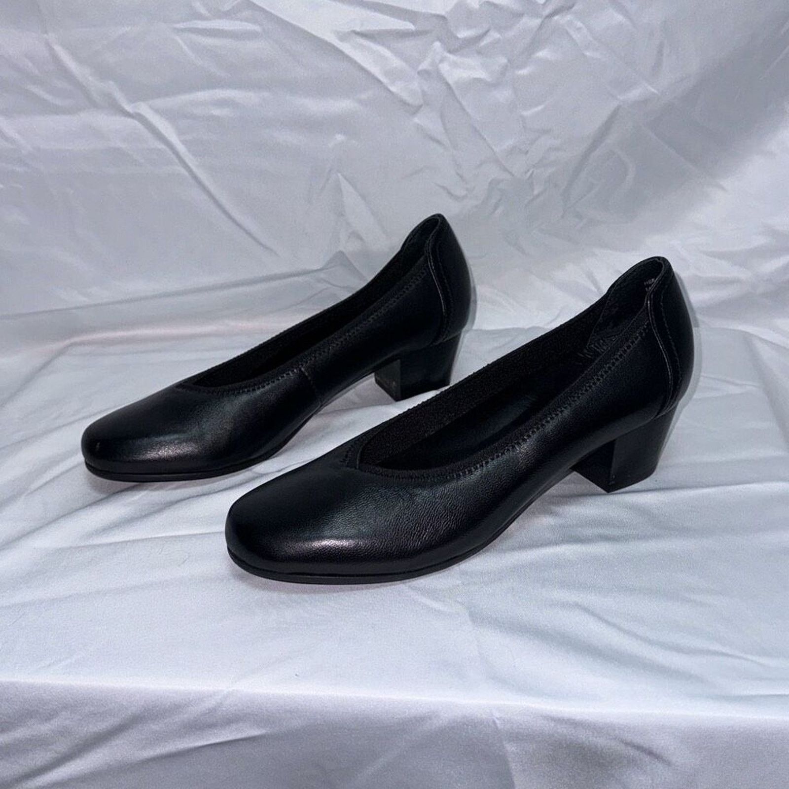 Other David Tate Black Leather Round Toe Court Heels | Sz 7.5 Size US 7.5 / IT 37.5 - 3 Thumbnail
