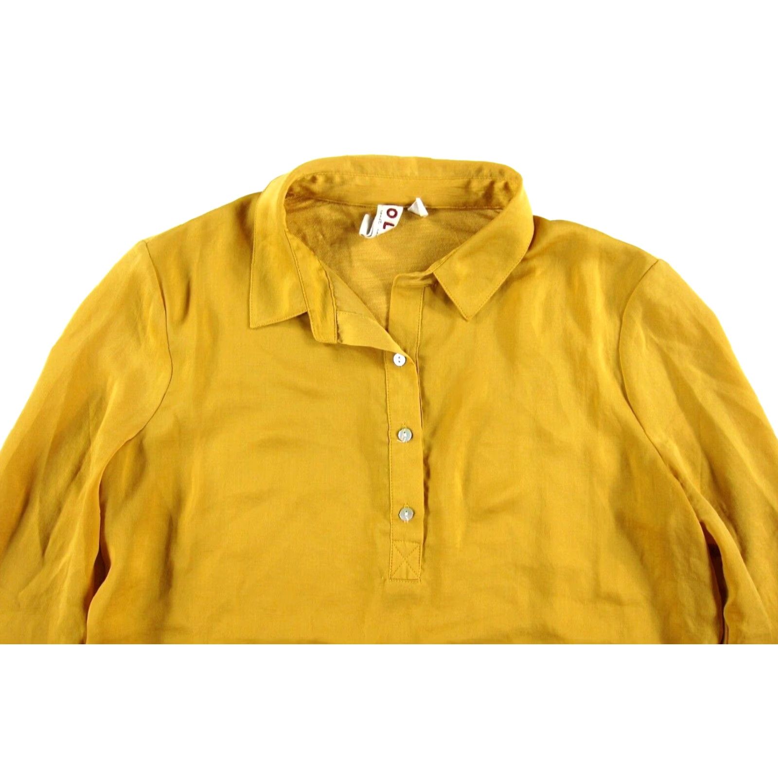 Anthropologie VINTAGE Dolan Anthropologie Yellow Silky Jersey Collared Long Sleeve Blouse Size Small Size S / US 4 / IT 40 - 4 Thumbnail
