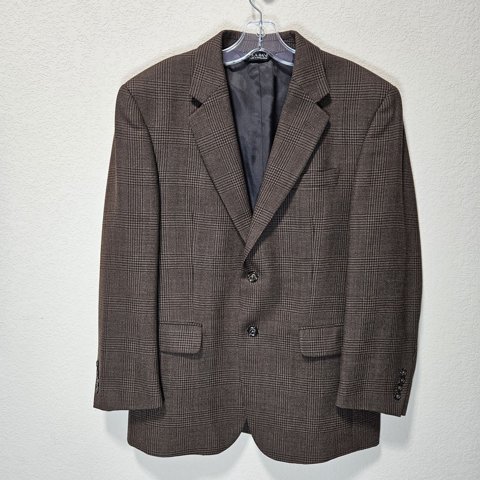Jos. A. Bank Jos A Bank Blazer Men 40S Windowpane Plaid Jacket Size 40S - 7 Thumbnail