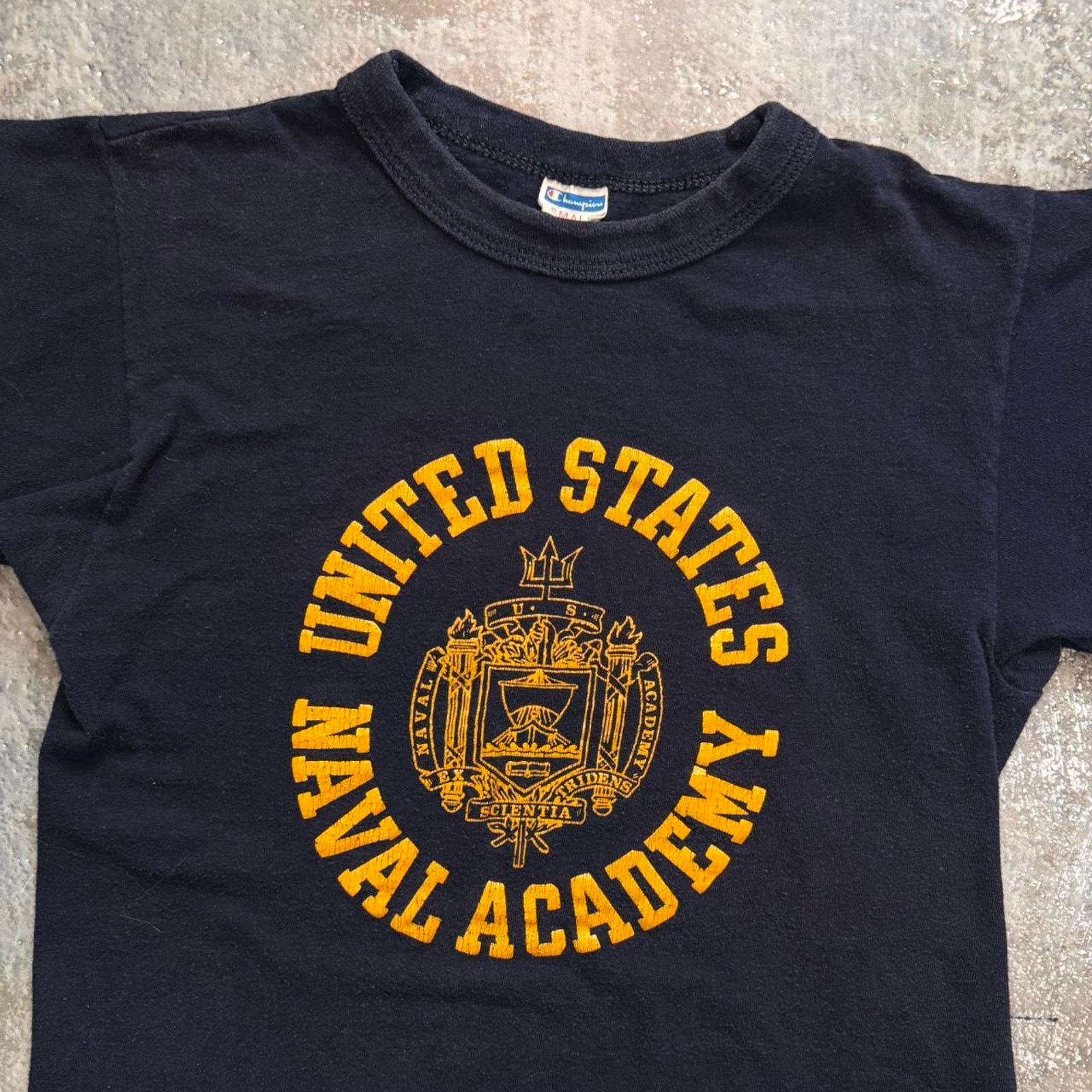 Champion × Vintage Vintage 70s USNA T Shirt. Navy Blue Bar Champion Size S Size US S / EU 44-46 / 1 - 3 Thumbnail
