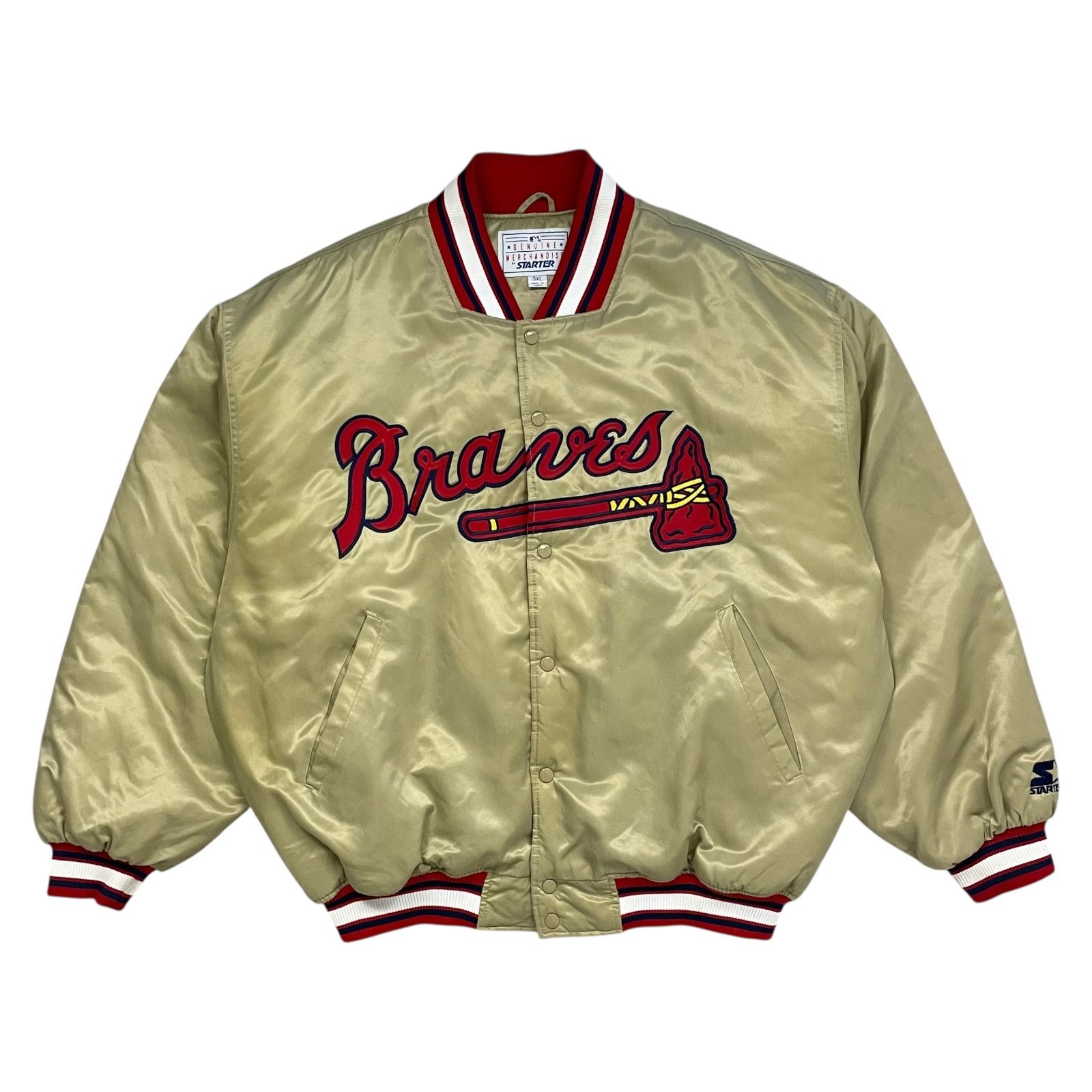 RARE VTG 90s ATLANTA BRAVES STARTER SATIN BOMBER JACKET 3XL