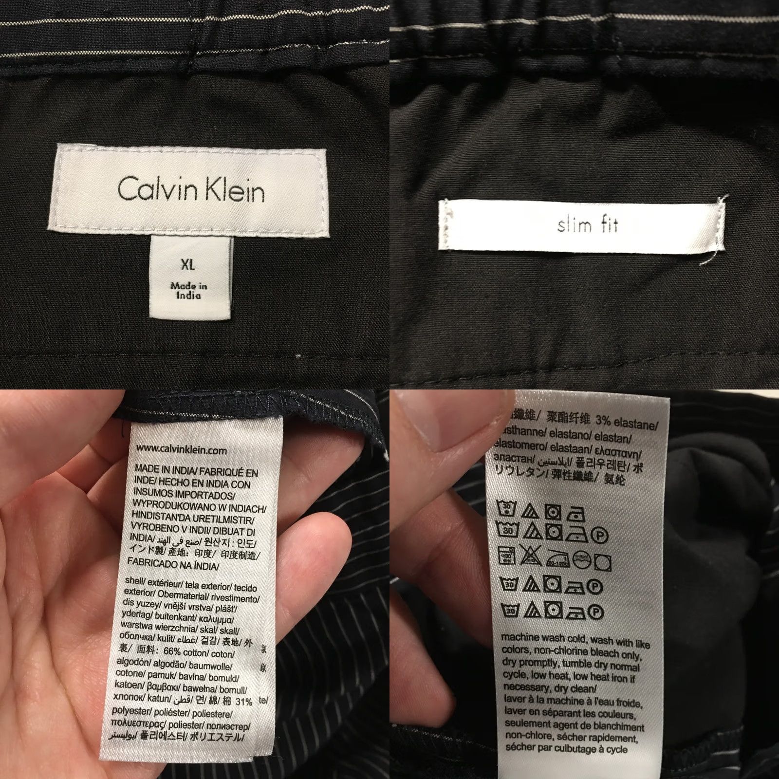 Calvin Klein Calvin Klein Pants XL Black Pinstripe Slim Fit Drawstring Zip Fly Casual Womens Size 40" / US 18 - 10 Thumbnail