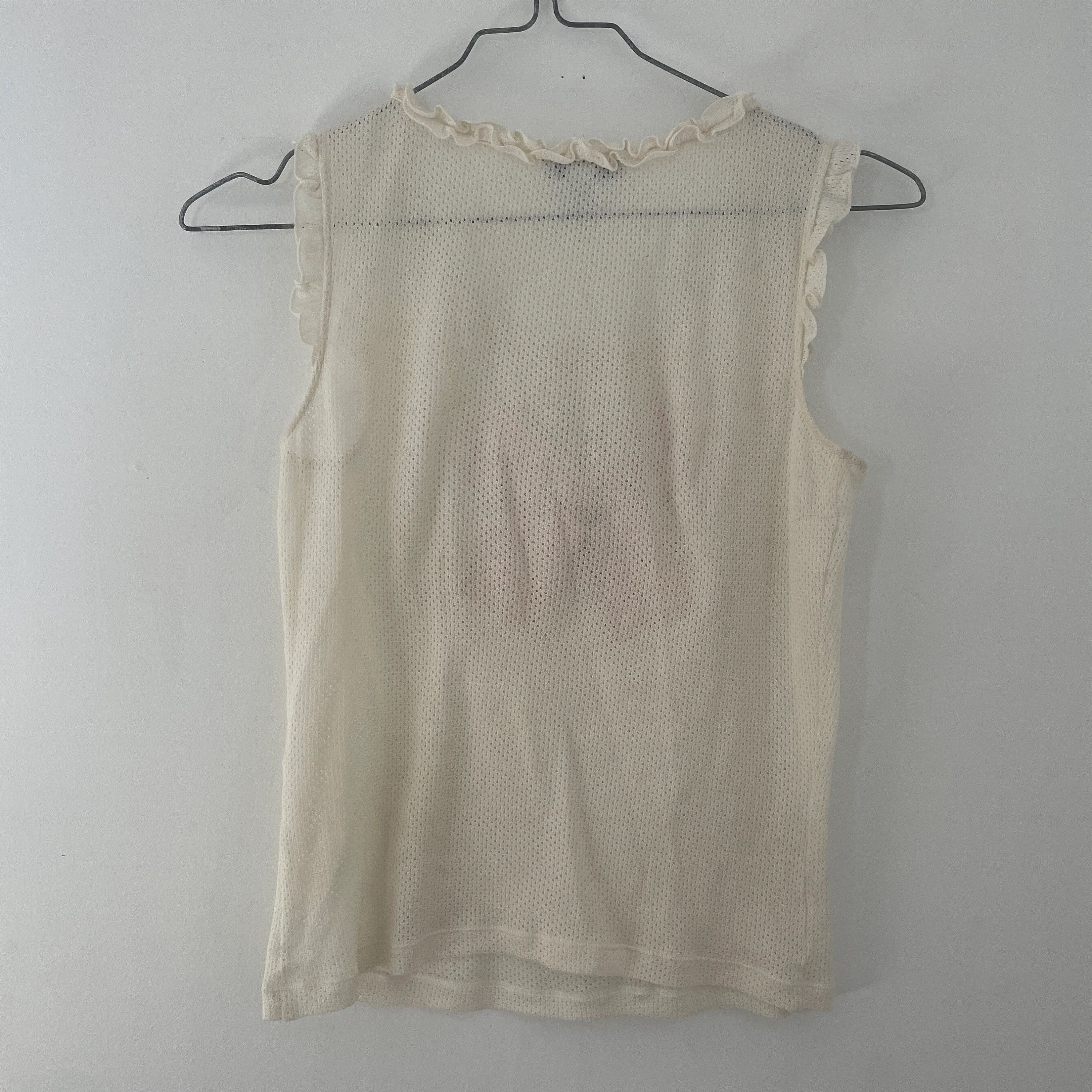 Moschino Moschino bow cream mesh jersey frilly tank top cotton shirt Size M / US 6-8 / IT 42-44 - 5 Thumbnail