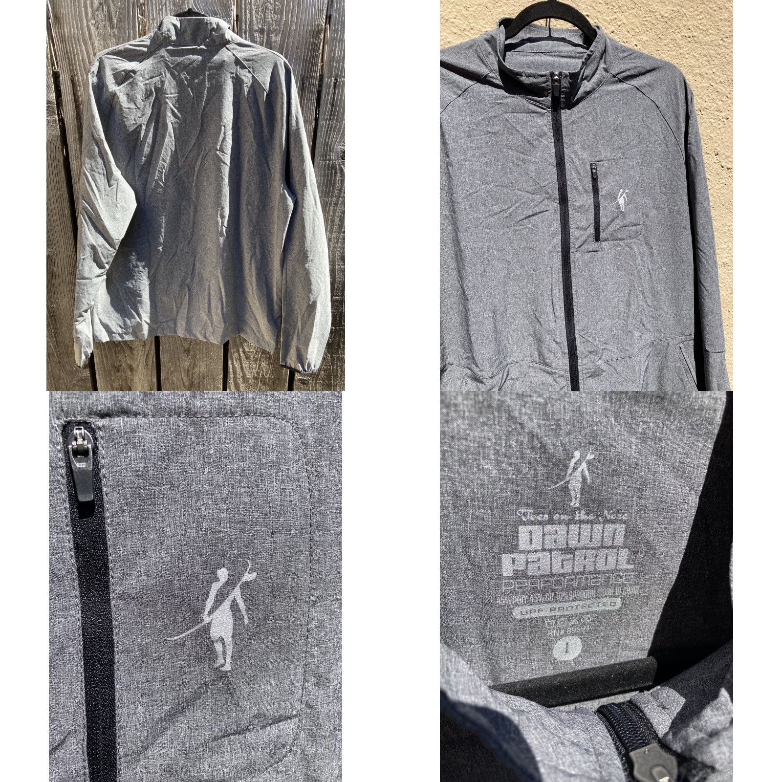 Vintage Toes on the Nose Men's Jacket Gray Full-Zip Dawn Patrol L Poly Beach Surf UPF Size US L / EU 52-54 / 3 - 8 Thumbnail