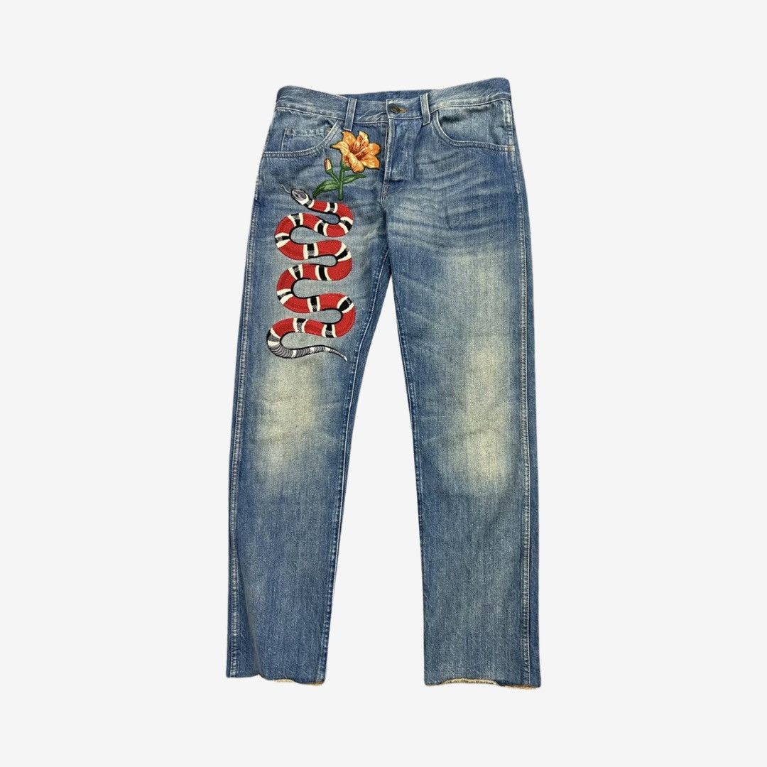Gucci *1,1KMSRP* Gucci SS16 Snake Patch Denim Sz.32 Size US 32 / EU 48 - 2 Thumbnail