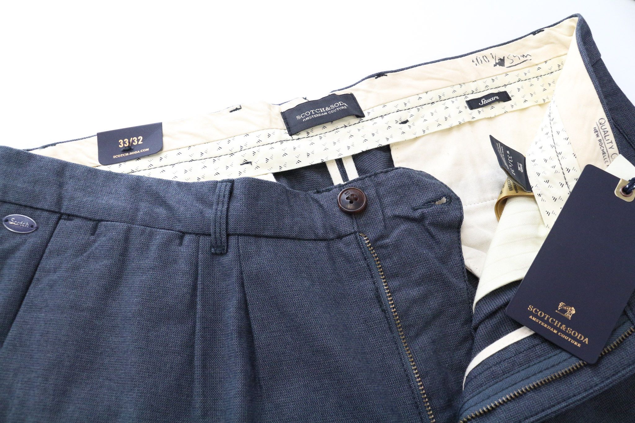 Scotch & Soda STUART W33/L32 Grey Cotton Pleated Trousers 74925 Size US 33 - 3 Thumbnail