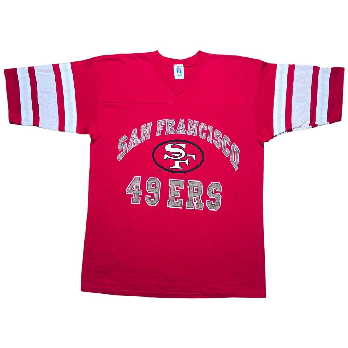 NFL × Salem Sportswear × Vintage Vintage 90s NFL San Francisco 49ers 3D Spell Out Logo 7 Tee Size US L / EU 52-54 / 3 - 1 Thumbnail