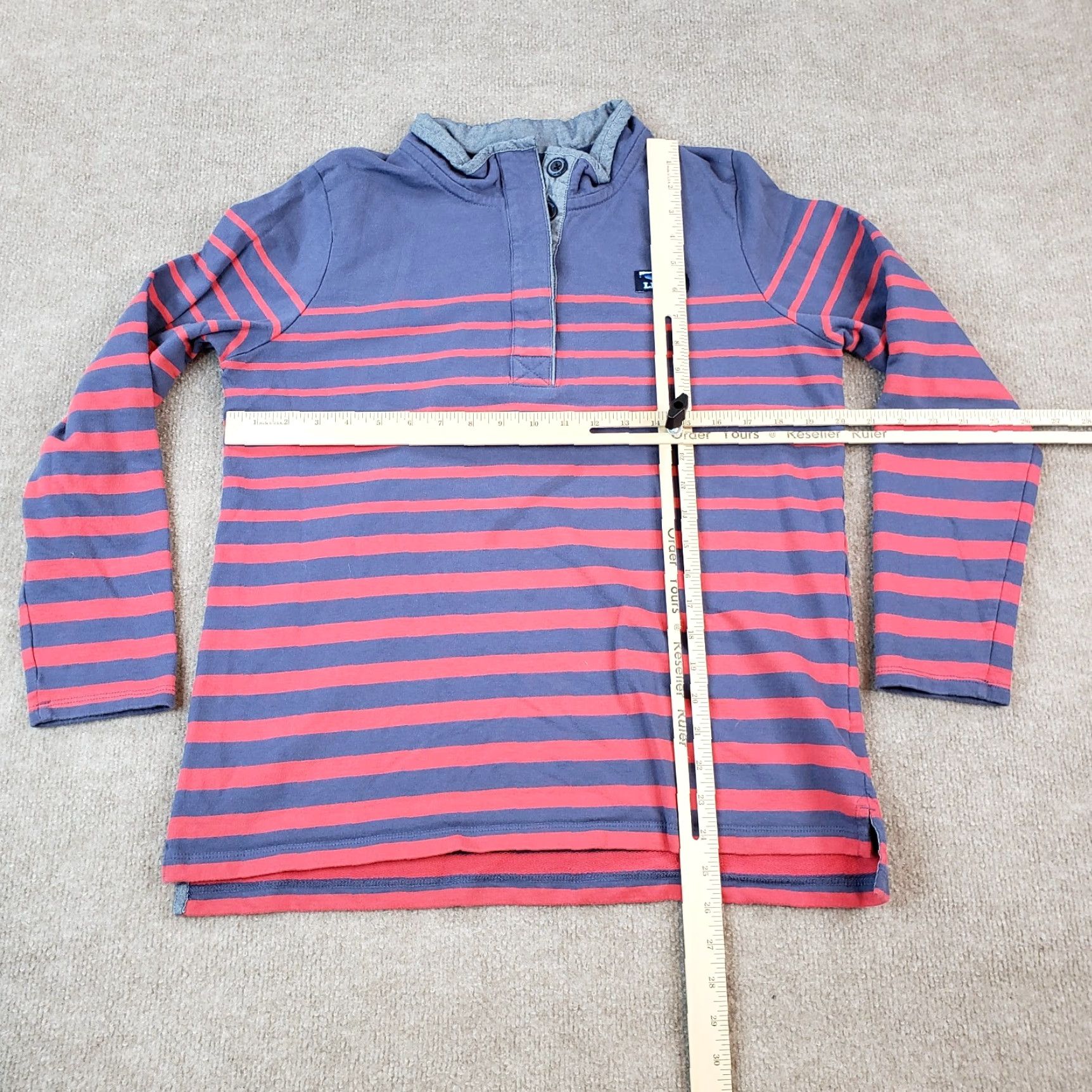 Vintage L.L. Bean Mens Henley Shirt Large Red Blue Striped Long Sleeve Casual Size US L / EU 52-54 / 3 - 2 Thumbnail