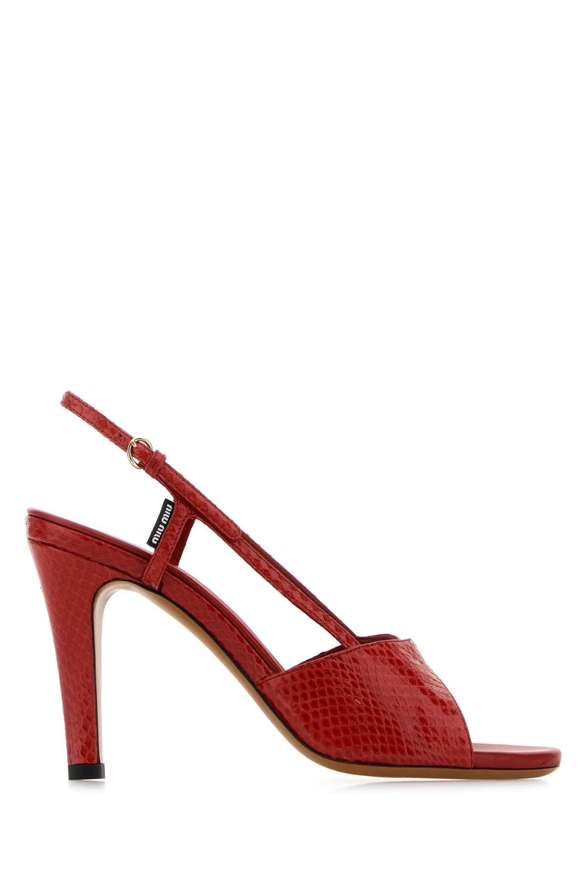 Miu Miu Red Leather Sandals Size US 5 / IT 35 - 1 Thumbnail