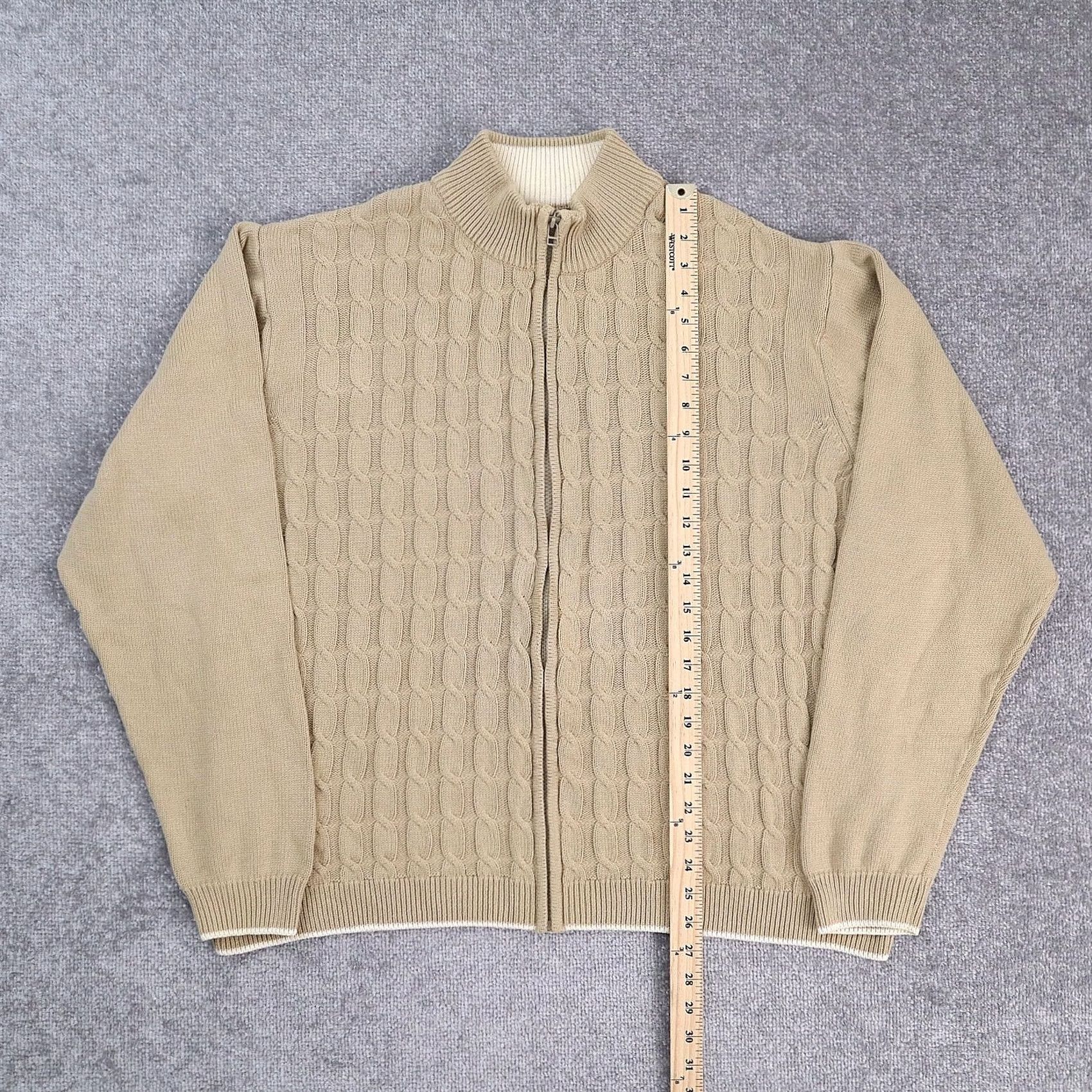 Vintage VTG Alan Flusser 90s Cable Knit XL Brown Sweater Size US XL / EU 56 / 4 - 3 Thumbnail