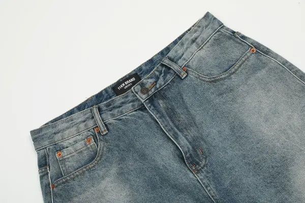 VIBE American retro fashion washed wide-leg simple loose jeans Size US 34 / EU 50 - 4 Thumbnail