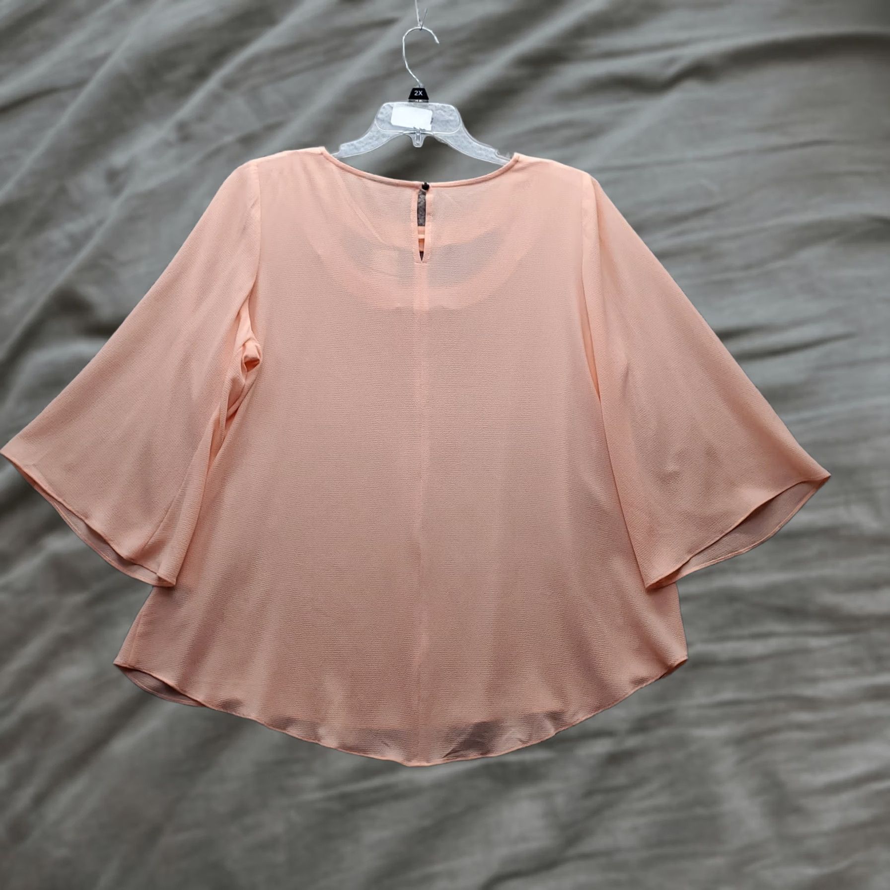 Avenue Avenue Blouse Womens 14/16 Orange Stretch Pullover Lace Up Cutout Round Neck 3/4 Sleeve Shirt Size XL / US 12-14 / IT 48-50 - 1 Thumbnail