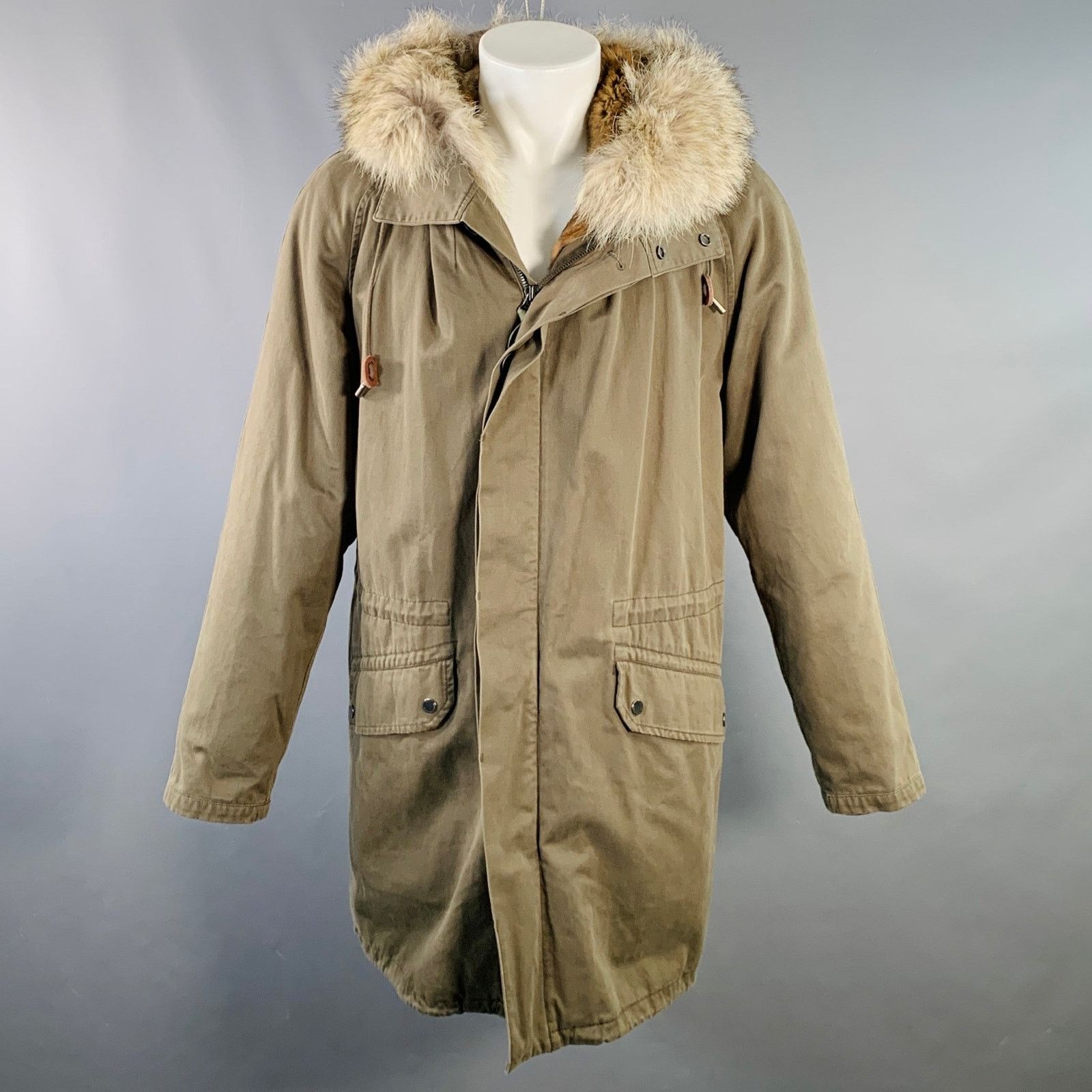 Yves Salomon YVES SALOMON Green Olive Acrylic Blend Fur Hooded Coat Size US S / EU 44-46 / 1 - 1 Thumbnail