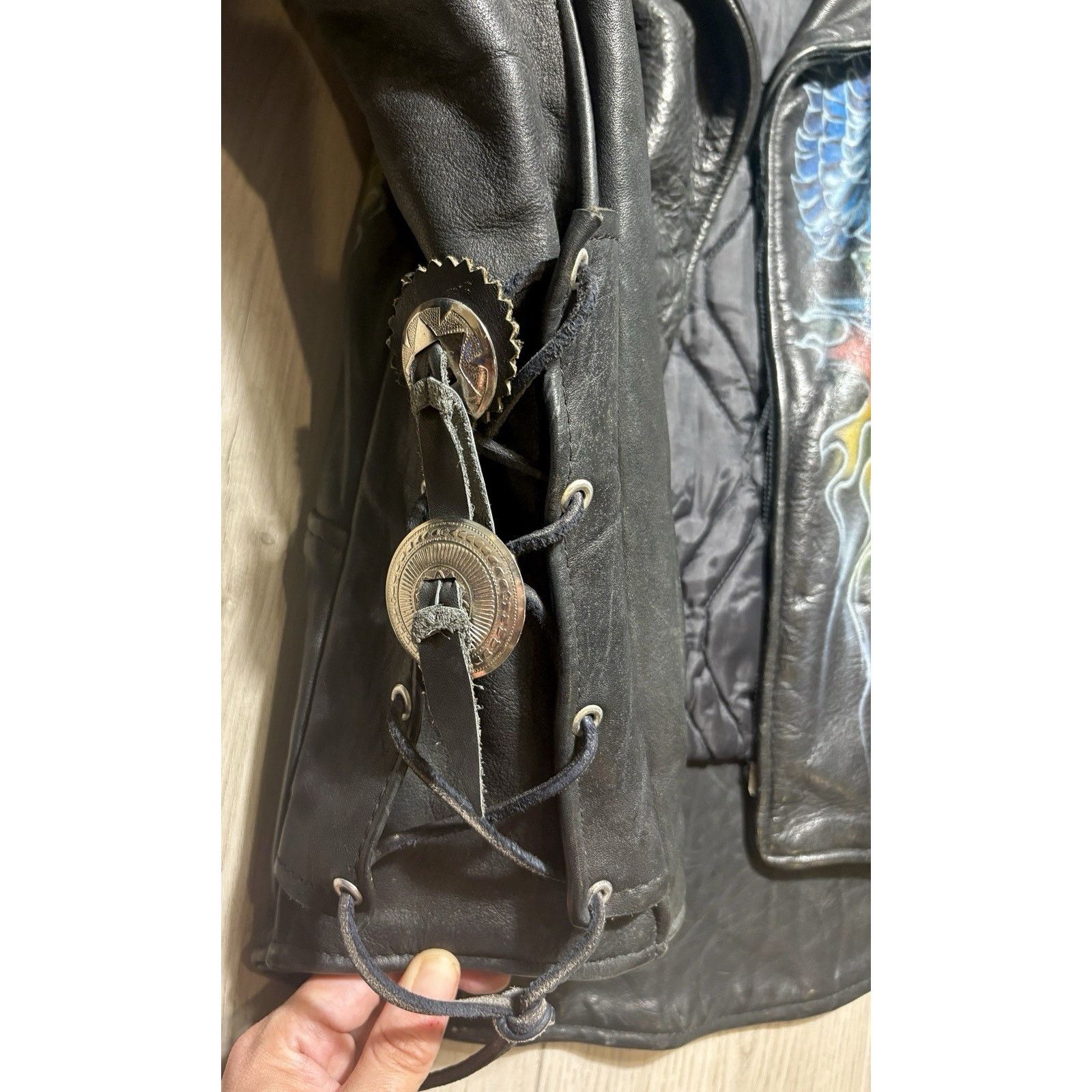Leather VTG Leather Biker Jacket Airbrushed Harley Davidson Art L Size US L / EU 52-54 / 3 - 7 Thumbnail