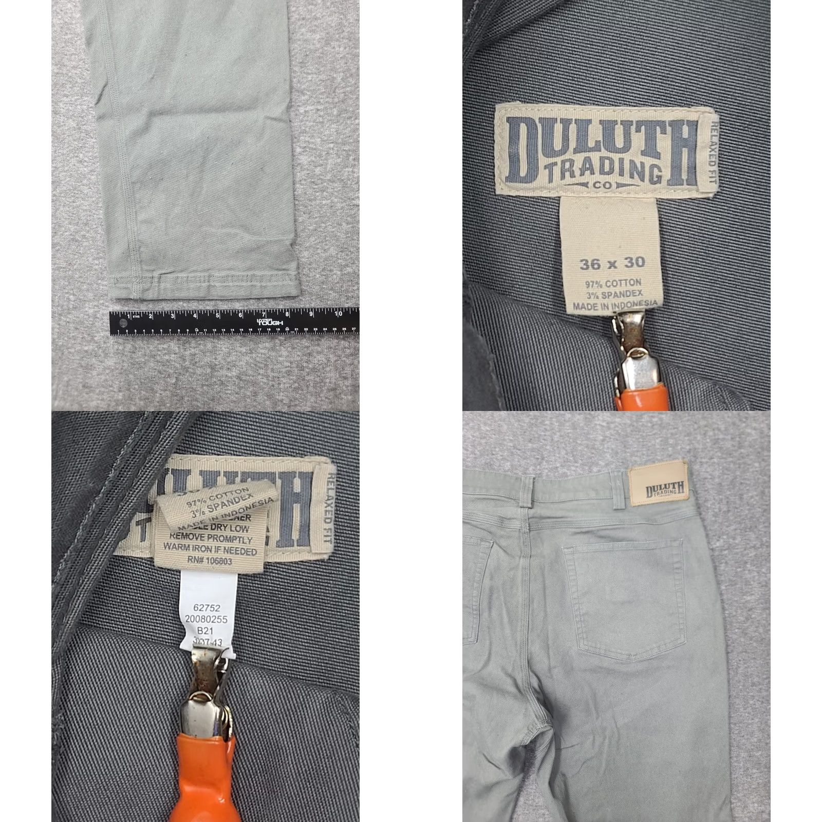 CO Duluth Trading Co Flex Fire Hose Pants Grey Work Canvas Mens 36x30 Relaxed Fit 5-Pocket Cargo Pocket Canvas Cotton Spandex Workwear Size US 36 / EU 52 - 8 Thumbnail