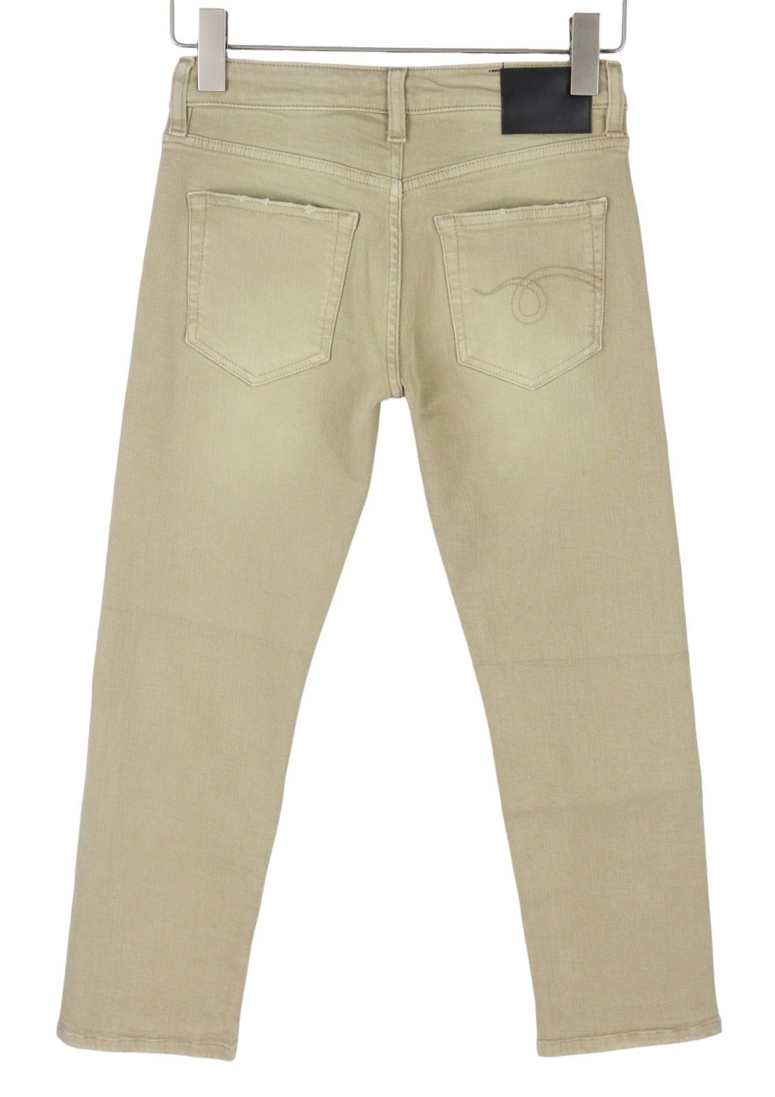 R13 BOY STRAIGHT 24 Khaki Stretch Cropped Ankle Zip 87792 Size 24" / US 00 / IT 34 - 4 Thumbnail