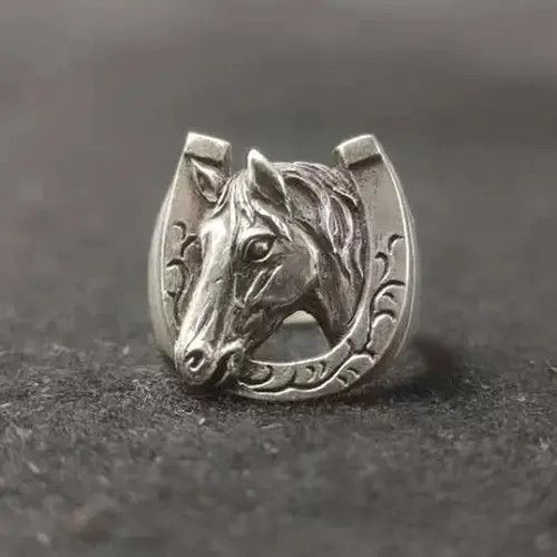 Other 925 Silver Plated Adjustable Horse Ring for Men Women Size ONE SIZE - 1 Thumbnail