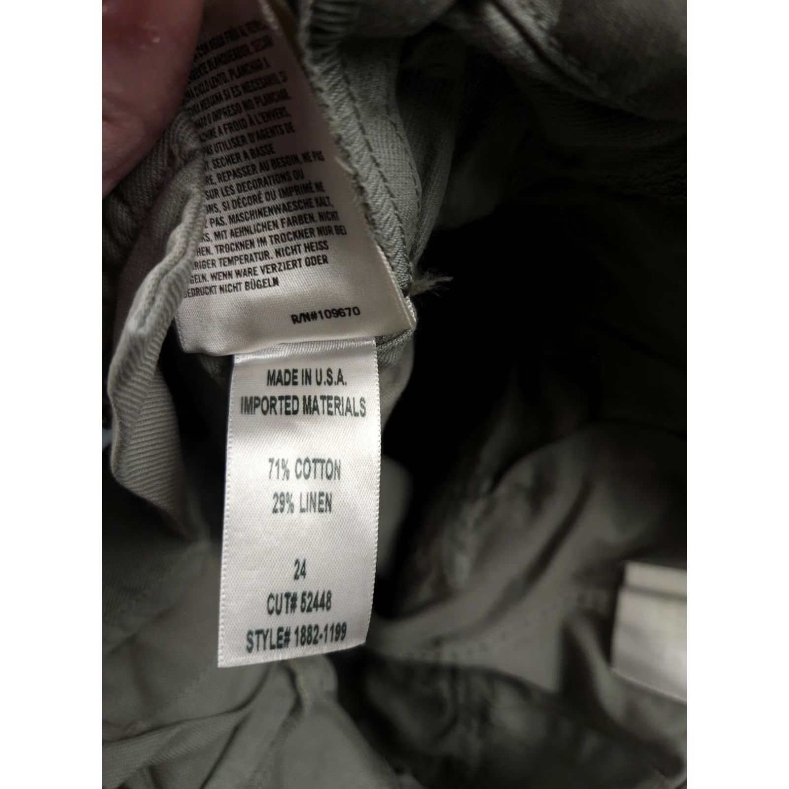 Citizens Of Humanity Citizens of Humanity Pants Wide Leg Cropped Paper Bag High Waist Green 24 Linen Blend Casual Workwear Travel Size ONE SIZE - 6 Thumbnail