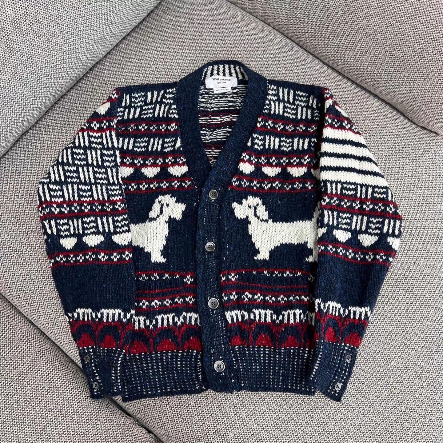 Thom Browne Dog Pattern Knit Cardigan