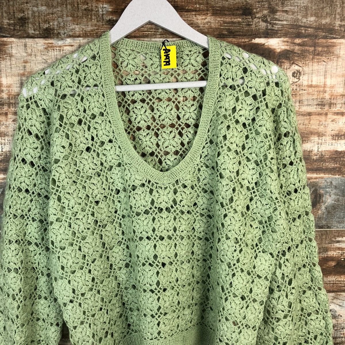 Homespun Knitwear Japan vintage crochet meshnet Green Knitwear #A1979 Size US S / EU 44-46 / 1 - 5 Thumbnail