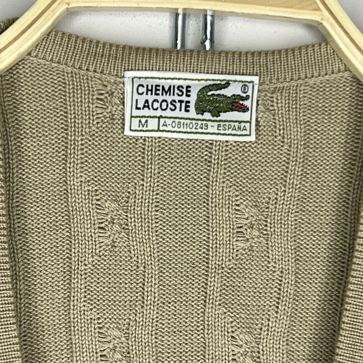 Lacoste × Vintage Vintage 90s Lacoste Knit Cardigan Sweater Cable Brown Beige Size US M / EU 48-50 / 2 - 6 Thumbnail