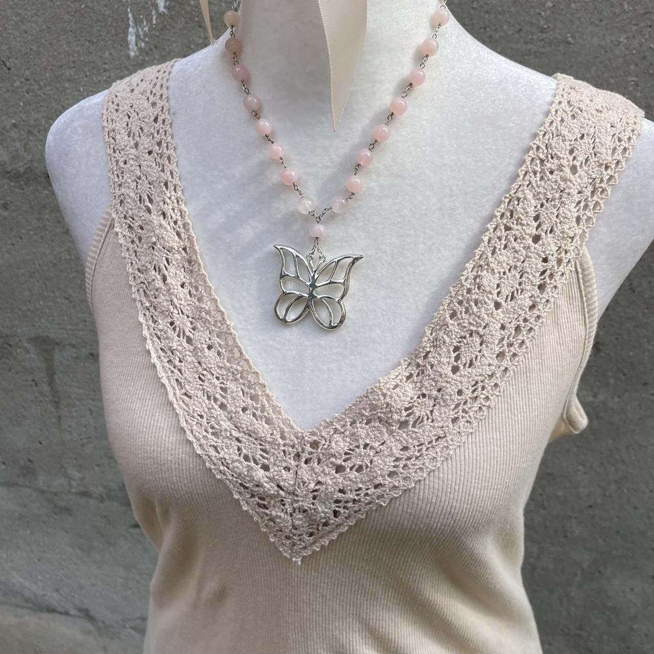 Vintage Cream / Beige Lacy Tank Top Size S / US 4 / IT 40 - 2 Thumbnail