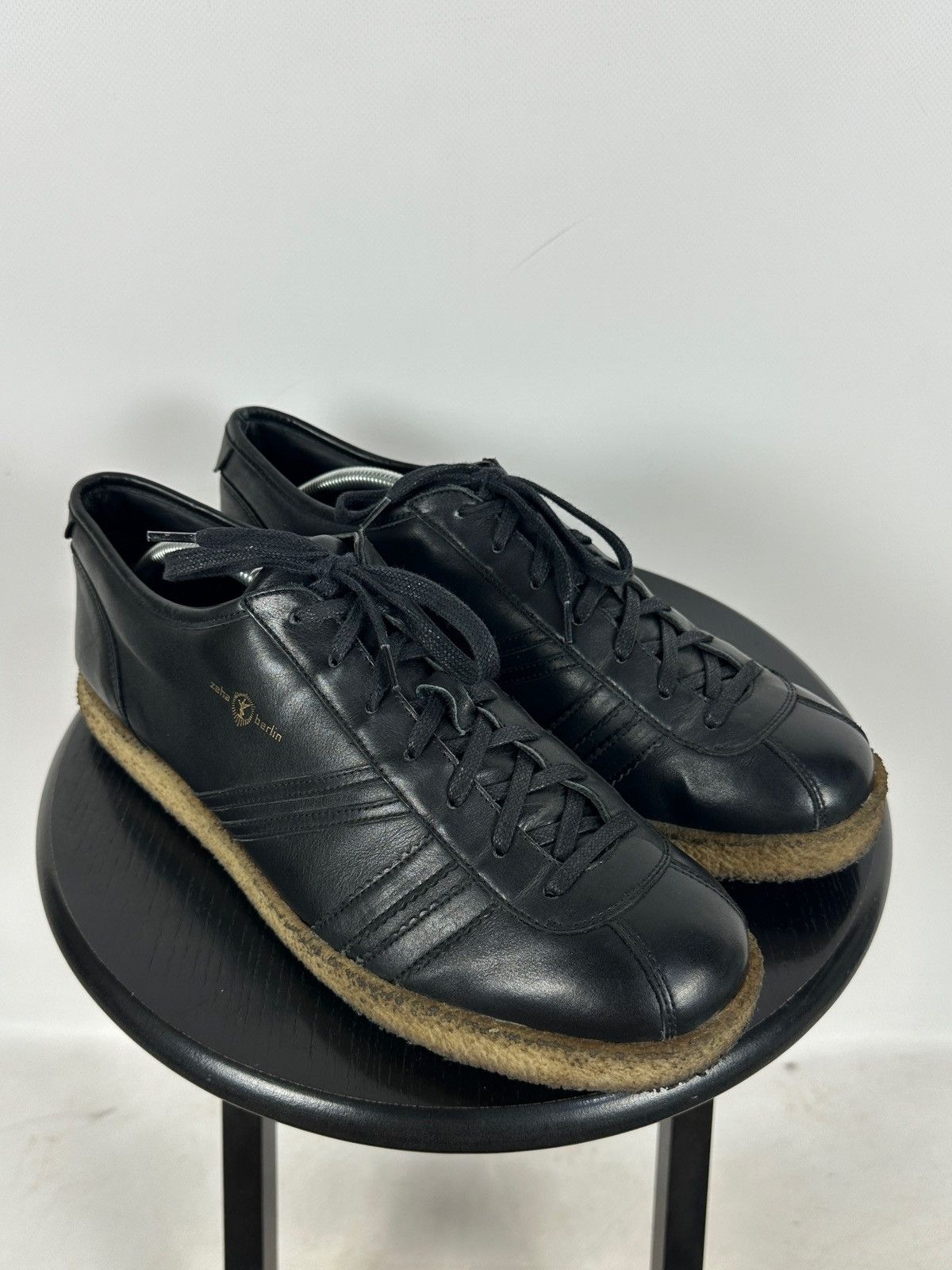 Designer Zeha Berlin Low Top Black Leather Sneakers Size US 13 / EU 46 - 2 Thumbnail