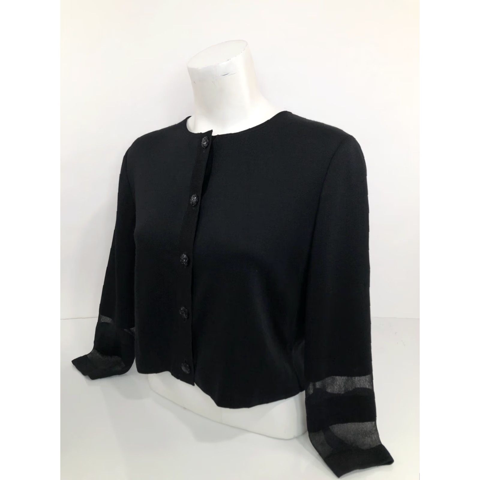 St. John ST. JOHN Womens M Knitted in USA Crop Wool Blend Cardigan Sweater EXCELLENT Black USA Knit Cardigan M Womens Jeans? Size M / US 6-8 / IT 42-44 - 5 Thumbnail