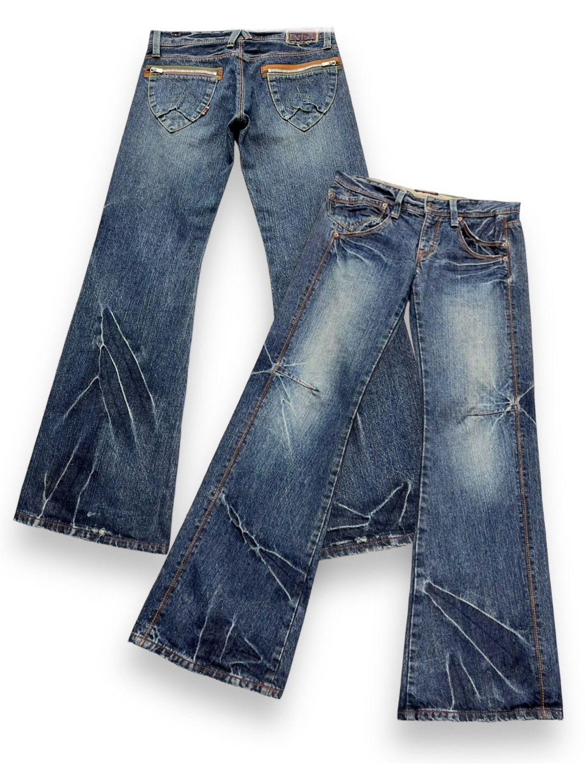 Japan Blue 🔥BLUEWAY JAPAN Low Rise Ultra Wide Leg Flare Denim Size US 31 - 2 Thumbnail
