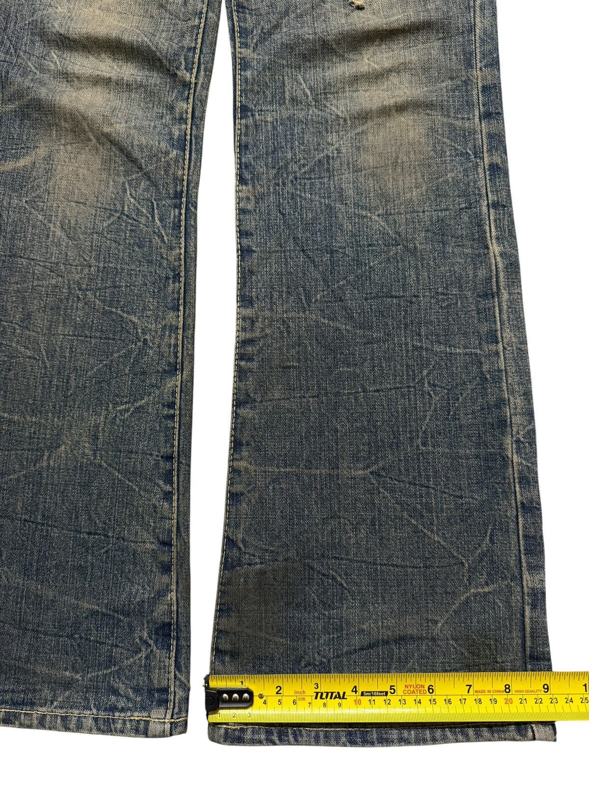 If Six Was Nine Vintage 90s Japanese Brand Honeycomb Distress Wide Leg Flare Size US 33 - 13 Thumbnail